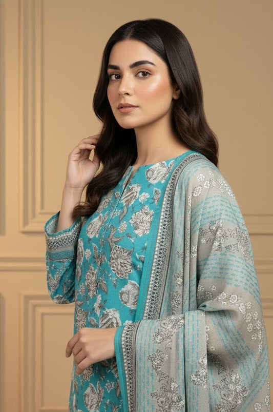 Turquoise Frost – 3 Piece Unstitched Suit