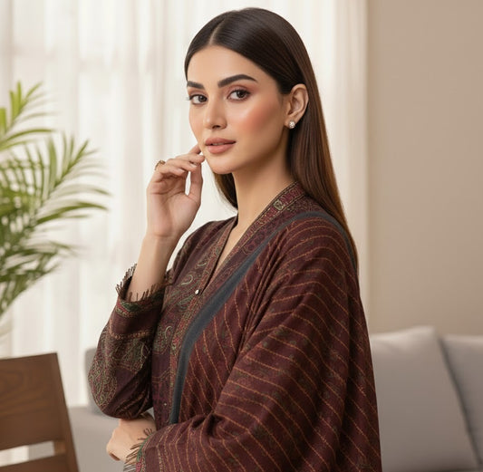 Garnet Swirl – 3 Piece Unstitched Suit