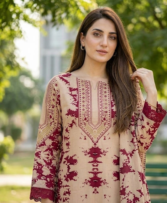Crimson Batik – 3 Piece Unstitched Suit