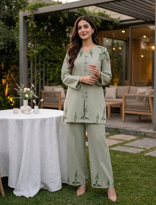 Sage Foxglove – 2 Piece Unstitched Suit