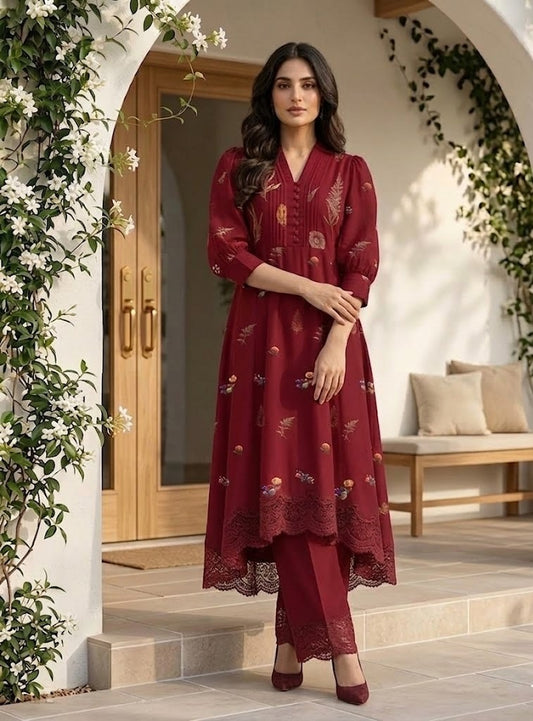 Ruby Fern – 2 Piece Unstitched Suit