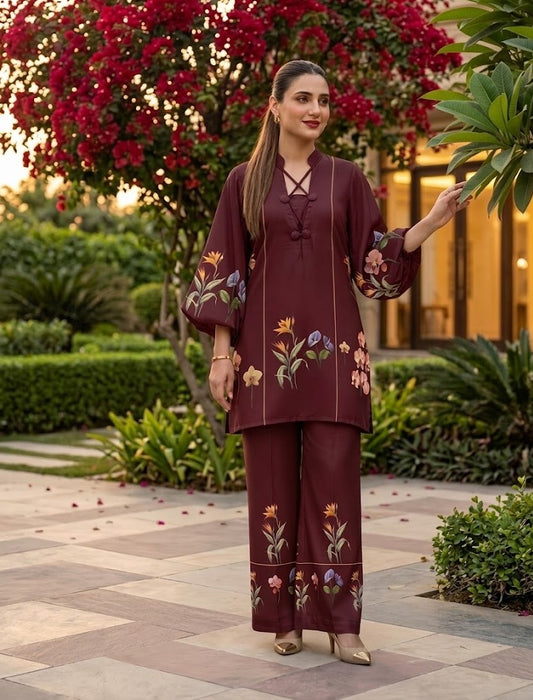 Maroon Orchid – 2 Piece Unstitched Suit