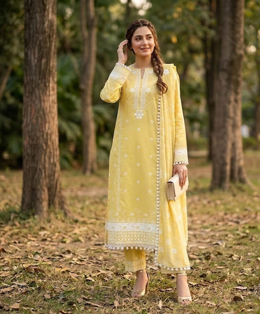 Sunshine Vine – 3 Piece Unstitched Suit