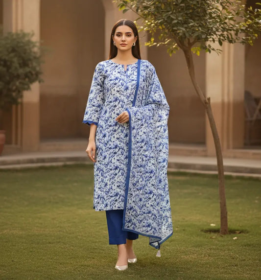 Indigo Frost – 3 Piece Unstitched Suit