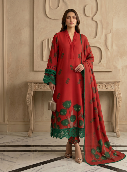 Scarlet Tulip – 3 Piece Unstitched Suit