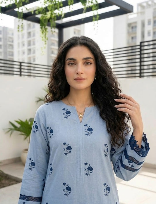 Skyward Bloom – 2 Piece Unstitched Suit