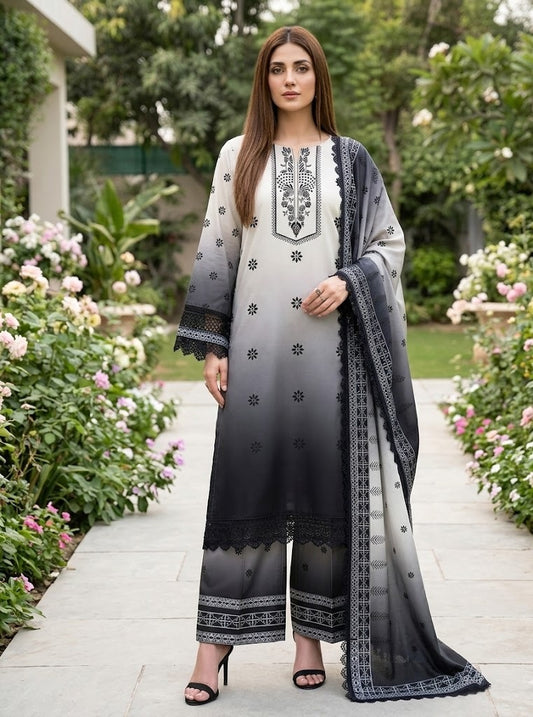 Silver Shadow – 3 Piece Unstitched Suit