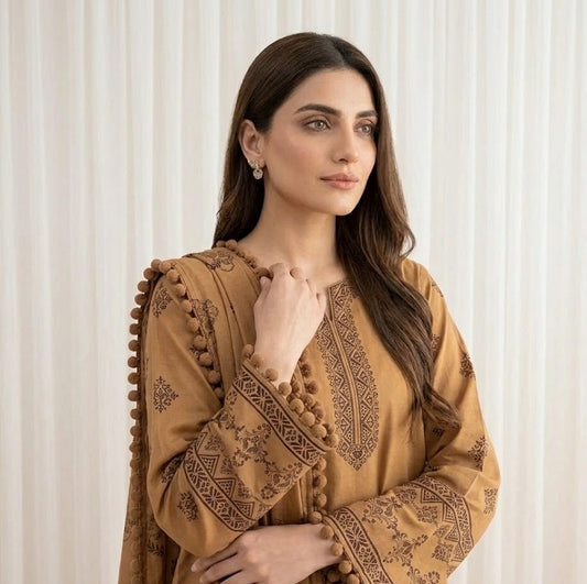 Earth Mocha – 3 Piece Unstitched Suit