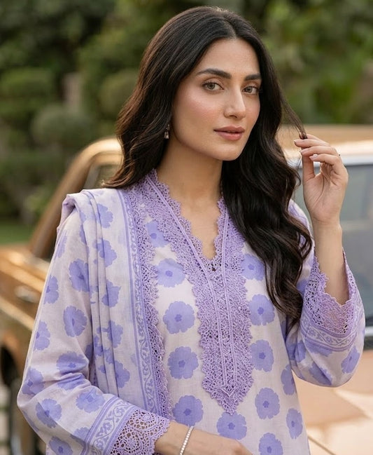 Lavender Bloom – 3 Piece Unstitched Suit